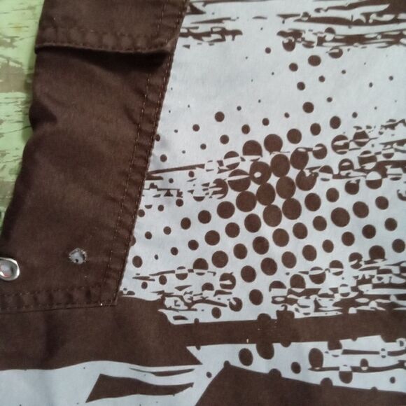 Red Stripe Men's Boardshorts Swimsuit Brown Red White Size 38 Waist Velcro - Picture 8 of 14